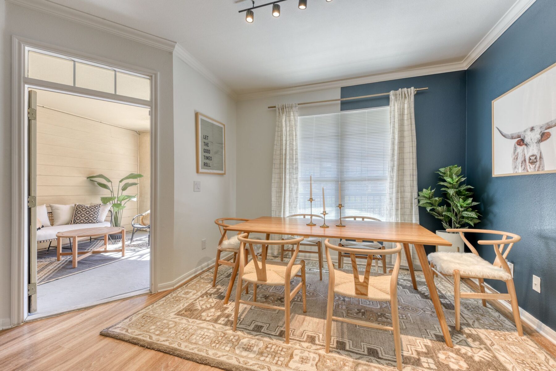 Dining Room with a view of the balcony