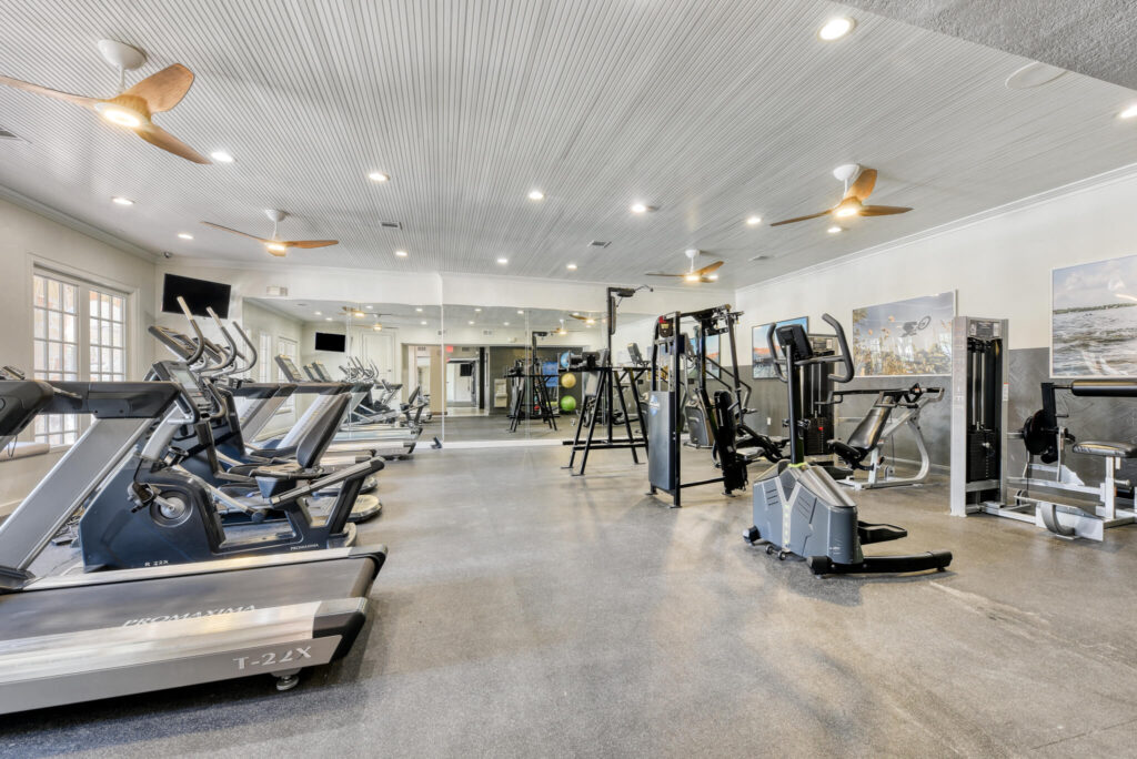Fitness center with cardio and strength training machines